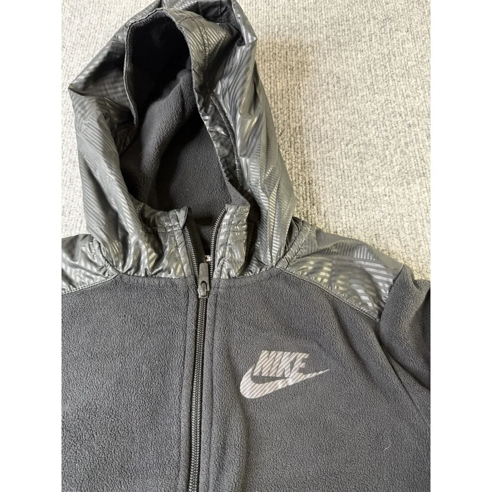 Nike Kids Youth L Full Zip Fleece Hoodie Black Sportswear Winterized Jacket‎